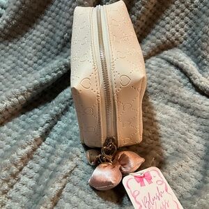 Heart Embossed Baby Pink  Cosmetic Bag by Blushed Kiss